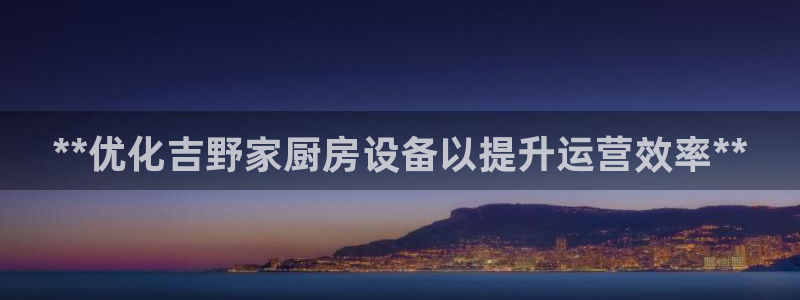 尊龙凯时正规吗：**优化吉野家厨房设备以提升运营效率**